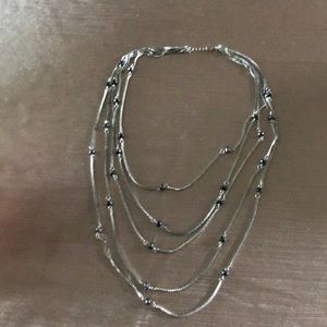 Silver and black layered necklace